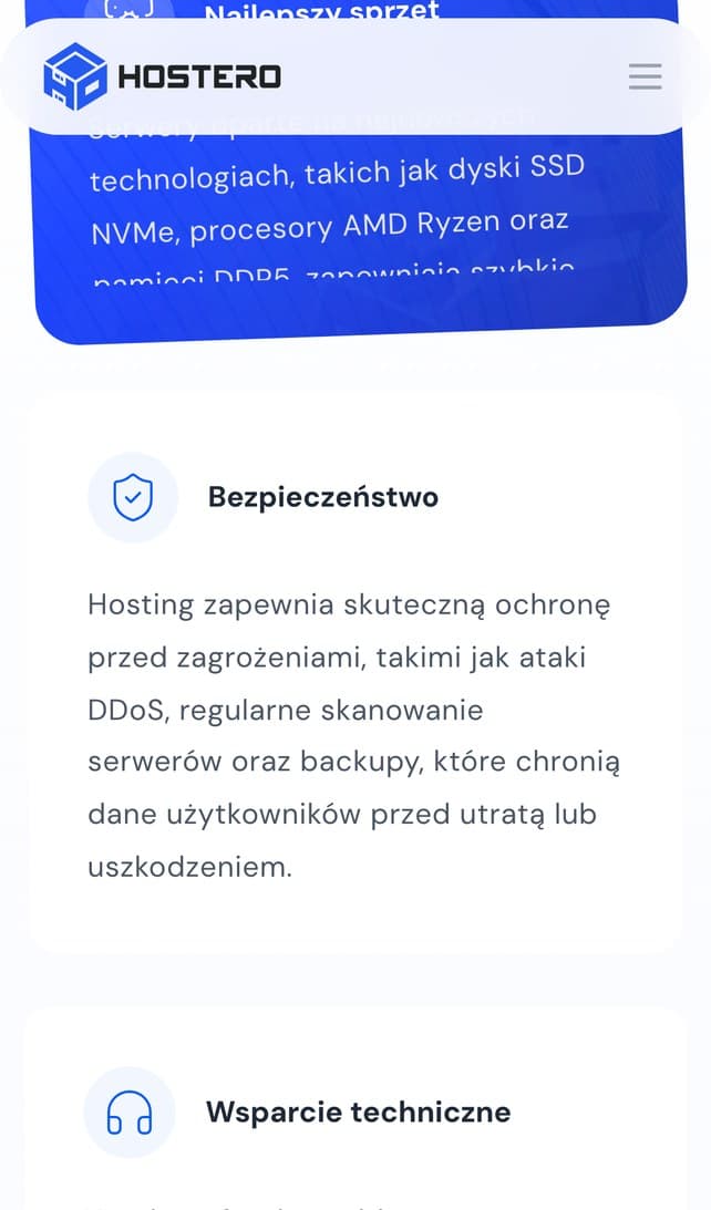 Nowy panel Hostero, pulpit